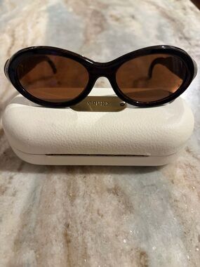 Rochas Vintage Oval Tortoiseshell Sunglasses with Brown Lenses, model 9033